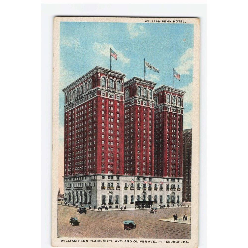 Vintage William Penn Hotel Pittsburgh PA Postcard 1918 Postmark VG Condition